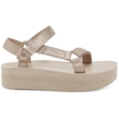 Teva Women Flatform Universal Leather Metallic Champagne