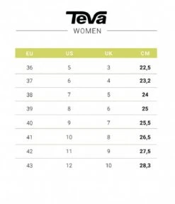 Teva W Original Universal 90S Multi -Teva maattabel teva women 600